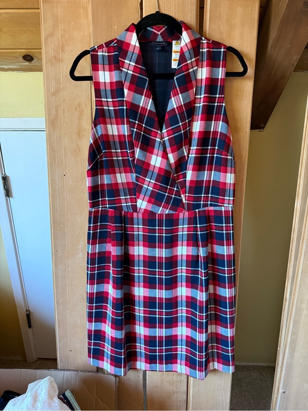 Vintage 90s Tommy Hilfiger Plaid Blazer Dress Preppy Tartan Mini Dress Size 12 - Picture 1 of 10